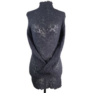 Wolford wrinkled/popcorn lace up mockneck long sleeves bodycon mini dress/top